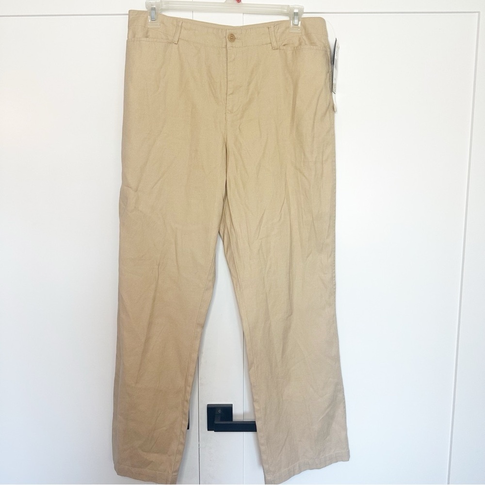 Lauren Ralph Lauren linen & cotton pants 14 sand beige tan khaki coastal career - Picture 2 of 9
